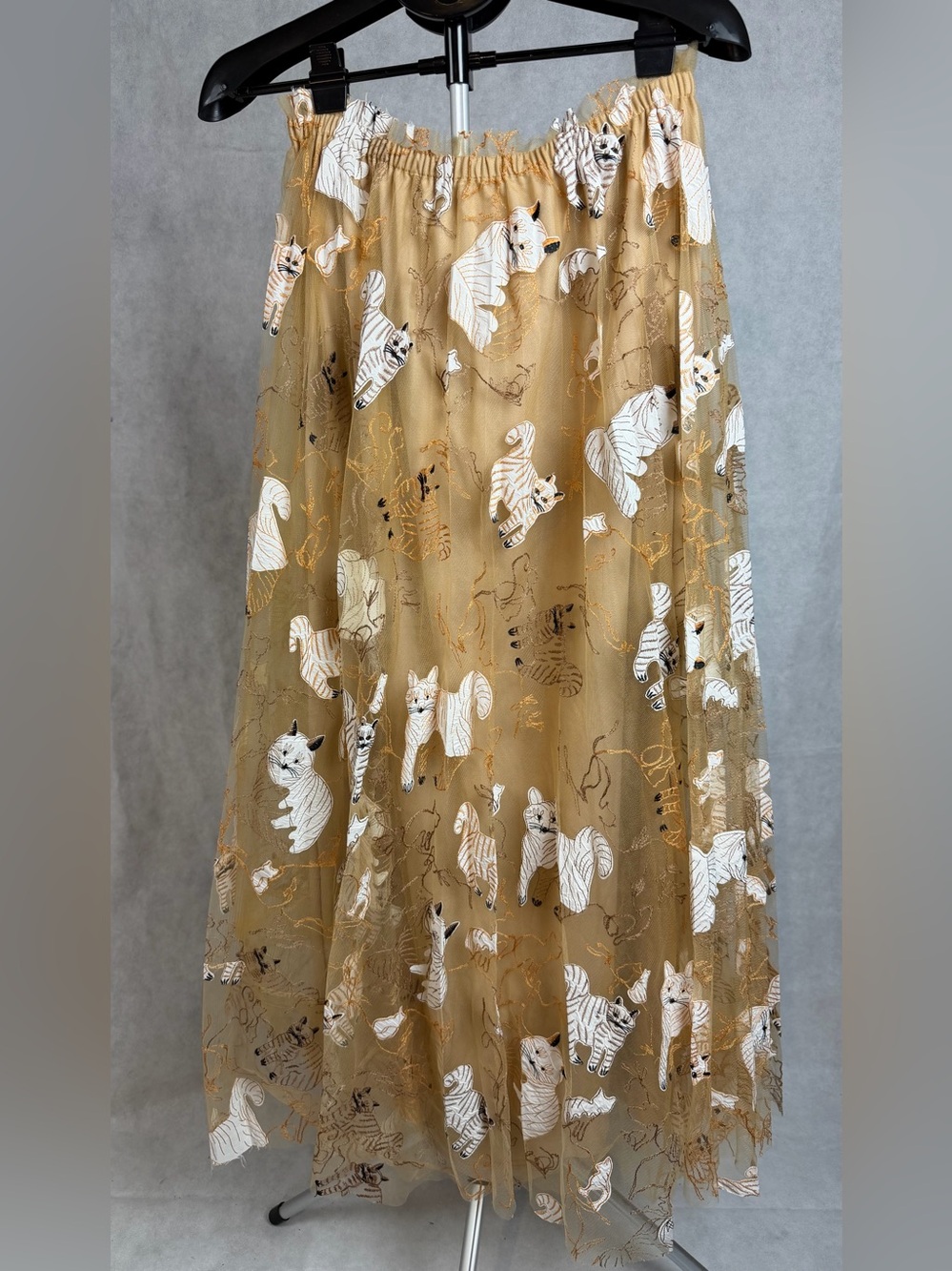 Geisha Designs Appliqué Maxi Skirt Anthropologie Cat Print NWT XL - Picture 4 of 10